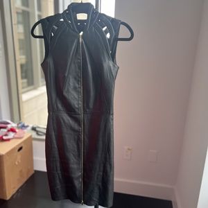 Real Leather Black Jitrois Zipper Dress